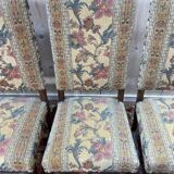 Suite de 4 Louis XIII os de mouton tissu fleurs