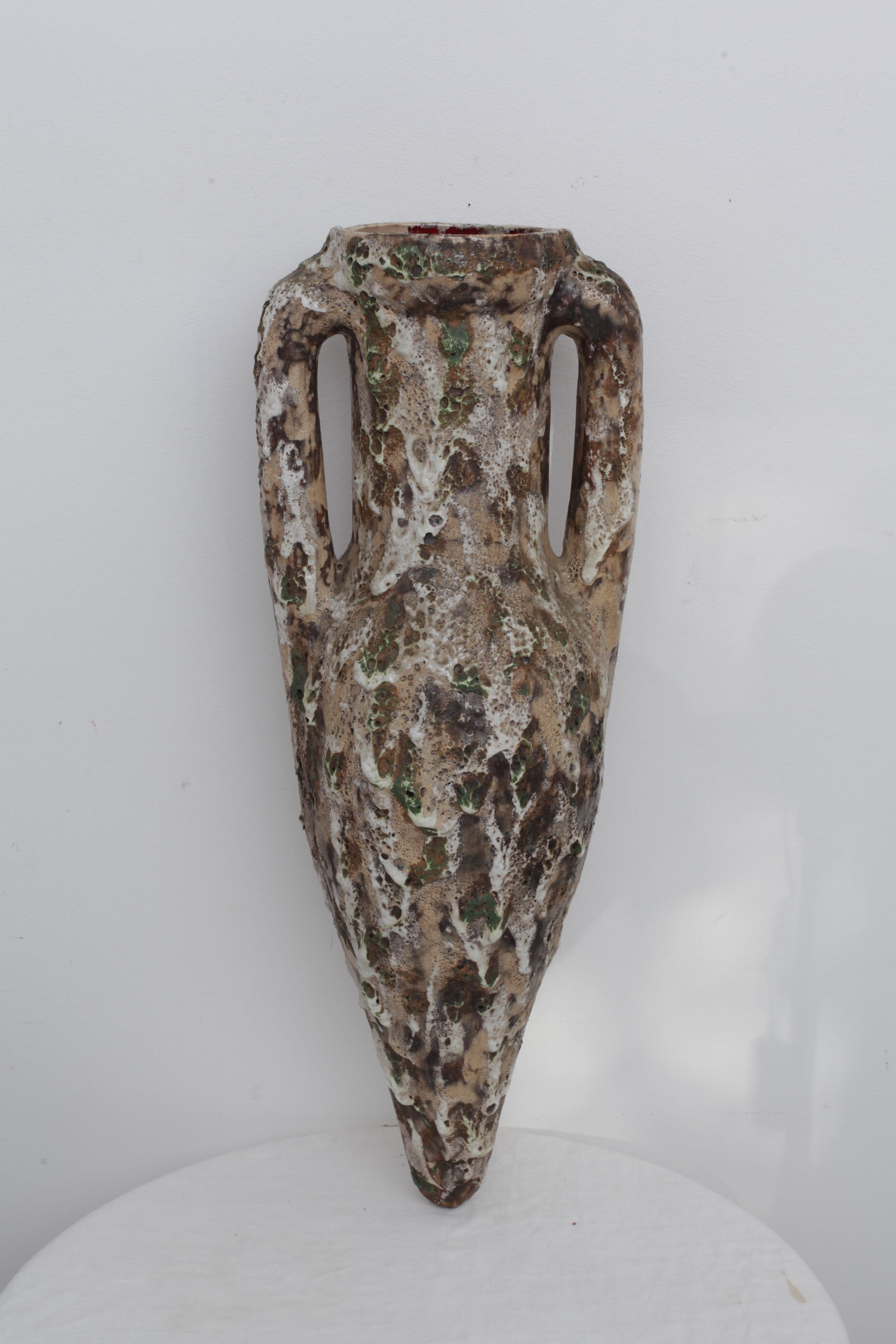 Enamelled ceramic amphora vase