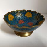 Brass cup with partitioned floral pattern chiseled contour