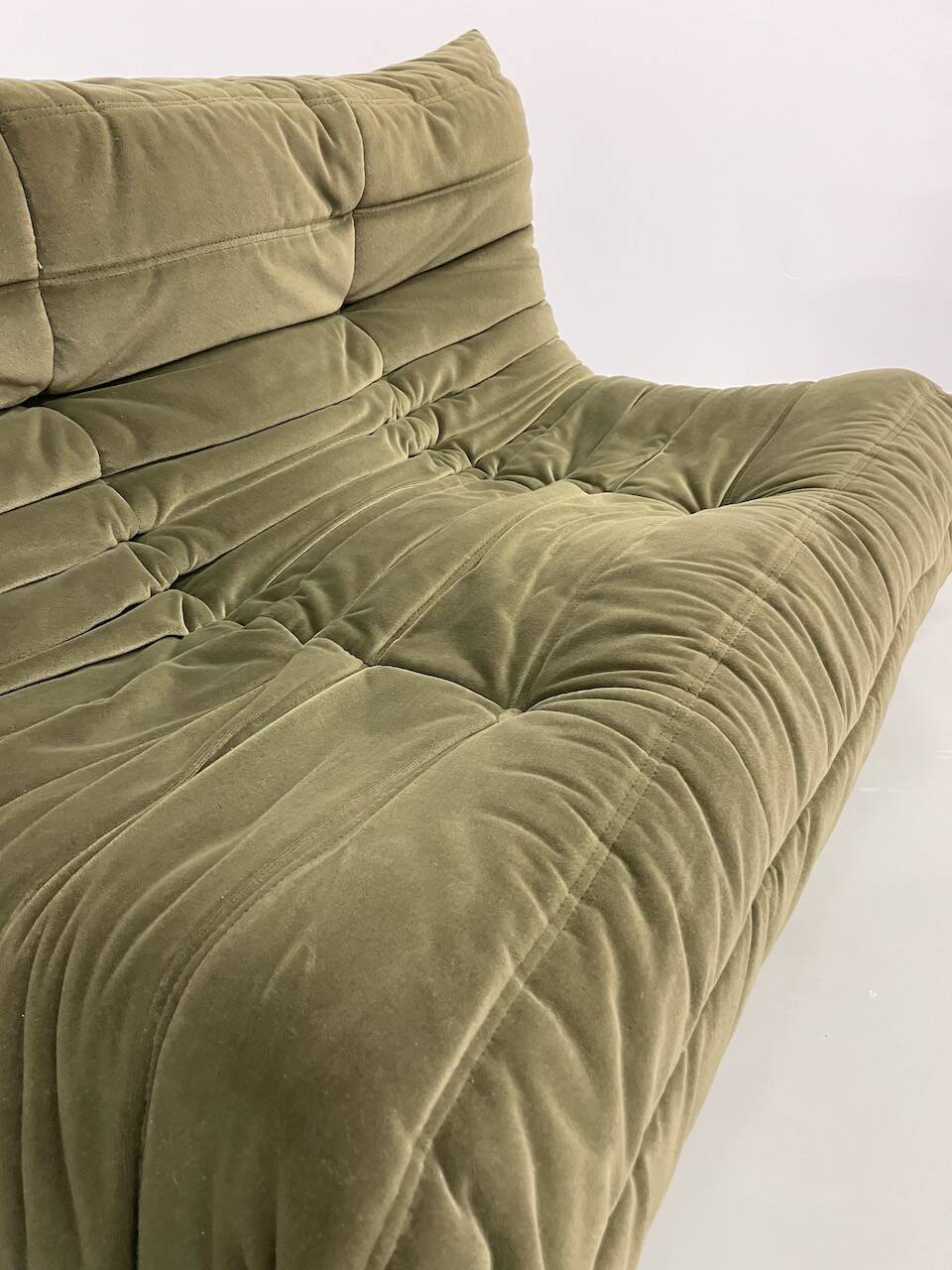 Vintage 2 and 3 seater green velvet togo set