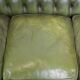 Stylish, English green cow leather spacious 2.5 seater chesterfield sofa