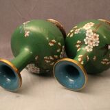 Pair of enamel vases partitioned China Far East