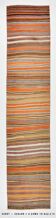 Orange Green Striped Pattern Vintage Runner Rug, 69x325Cm