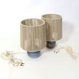 Pair of bedside lamps, rope blinds