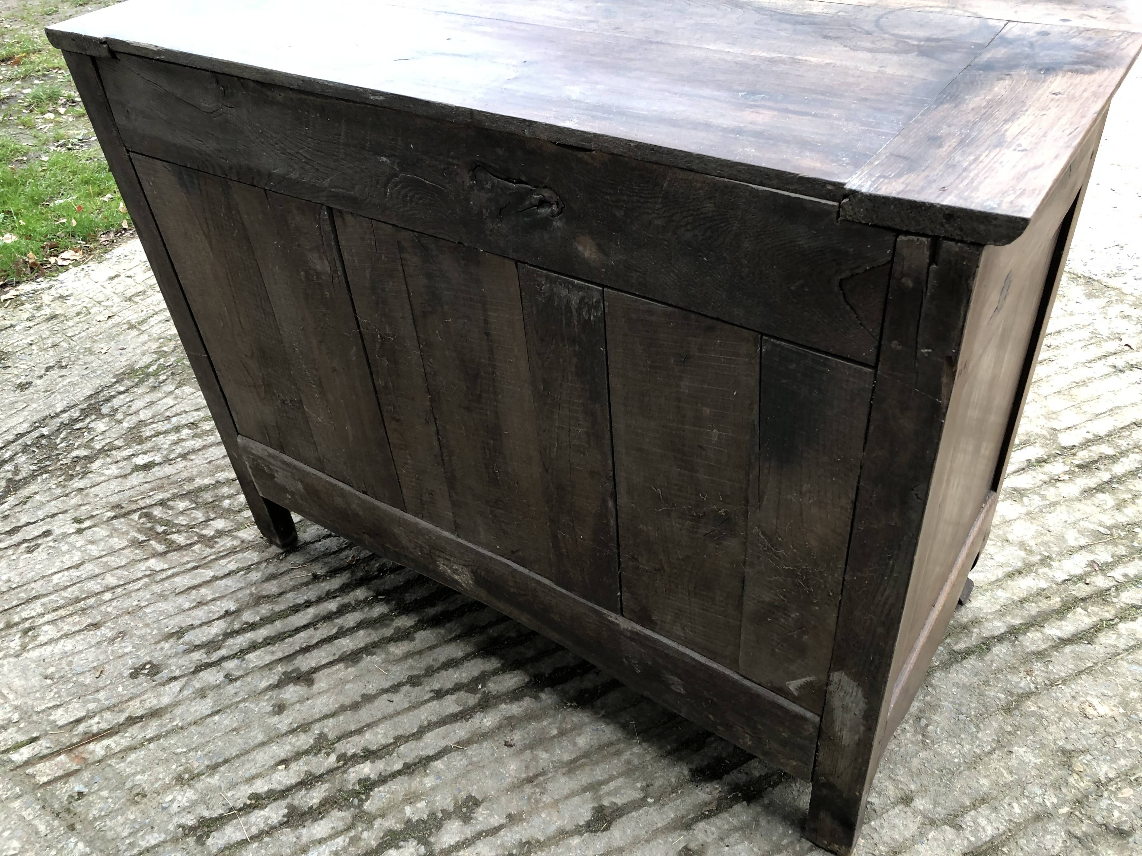 Antique Louis XV low chestnut sideboard with 2 doors and 1 drawer.