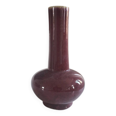 Vase globulaire en porcelaine à haut col ''sang de boeuf