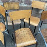 20 vintage mismatched industrial chairs school MULLCA tube & wood