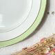 6 Assiettes plates vintage Française Orchies "VILLARS" 1950 blanche verte dorée