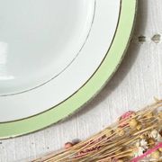 6 Vintage French Orchies "VILLARS" dinner plates 1950 white green gold