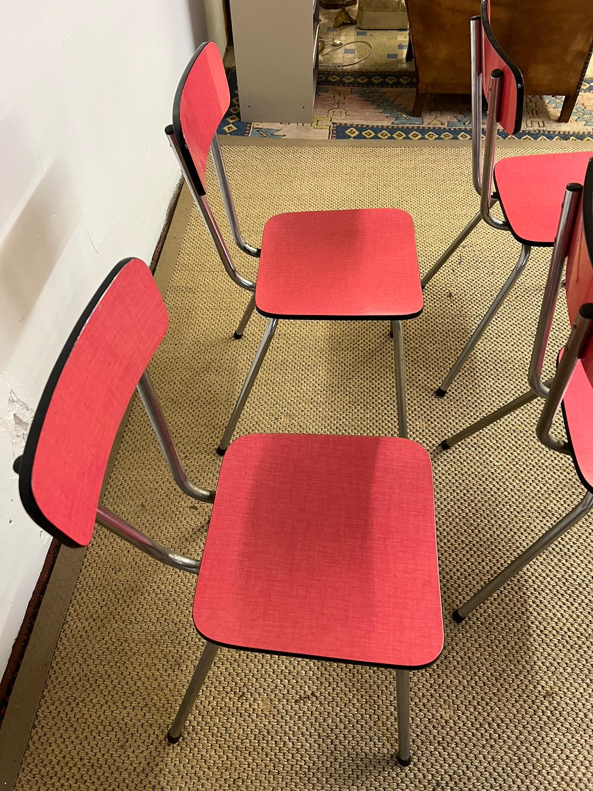 Set of 4 chairs in red formica