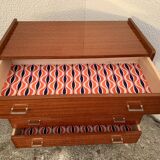 Vintage varnished teak chest of drawers 1970