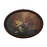 Still life bouquet of priming oval frame