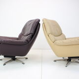 Set of two scandinavian adjustable leather armchairs by peem, 1970s, finland