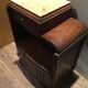 Solid oak bedside table with beige marble.