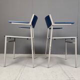 Minimalist Metal and Plywood Stackable Armchairs by Gijs Van Der Sluis, Set of 6