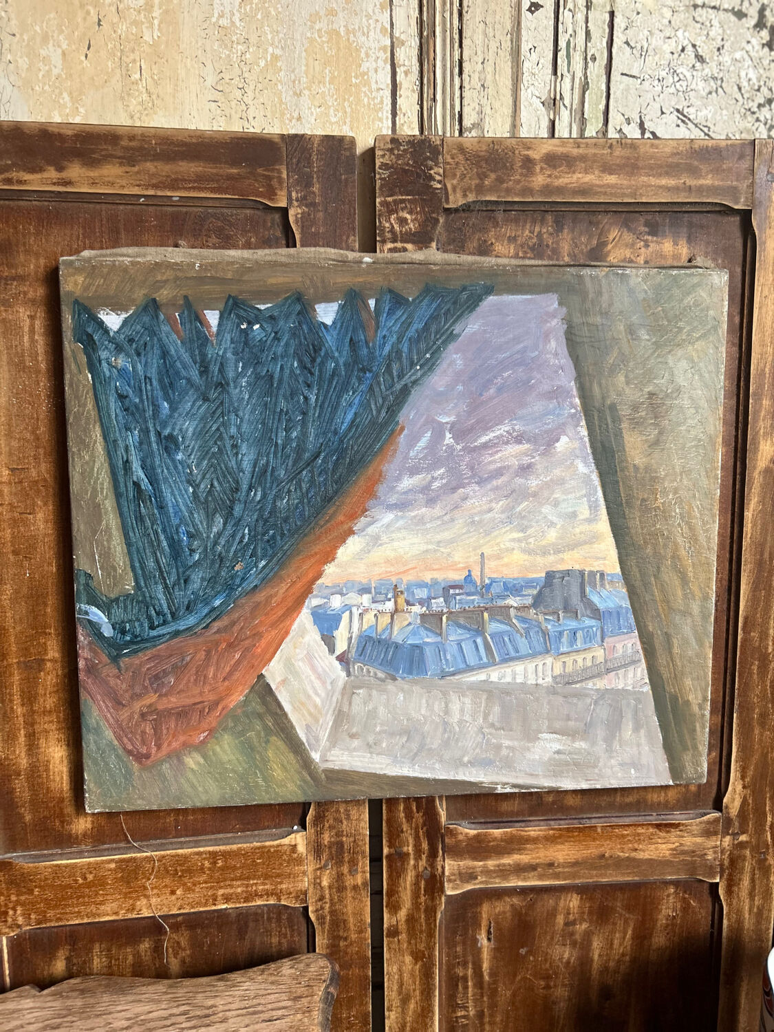 Vintage painting of the Tour de Paris in oil.