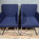 Pair of Walter Knoll armchairs in blue fabric and chromed metal