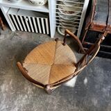 Nanny chair in dark wood and straw