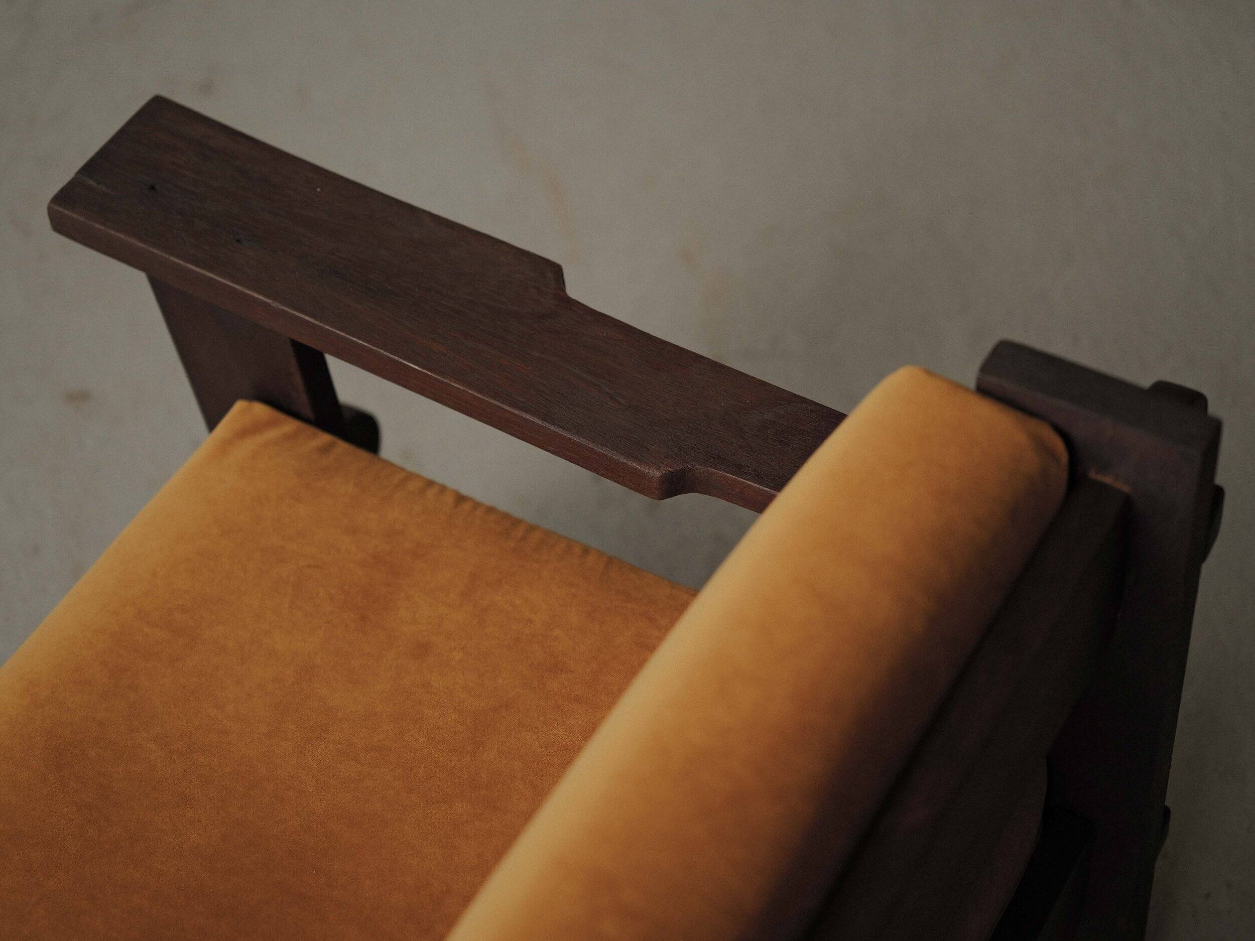 Pair of architect's armchairs in solid wood, France, circa 1970.