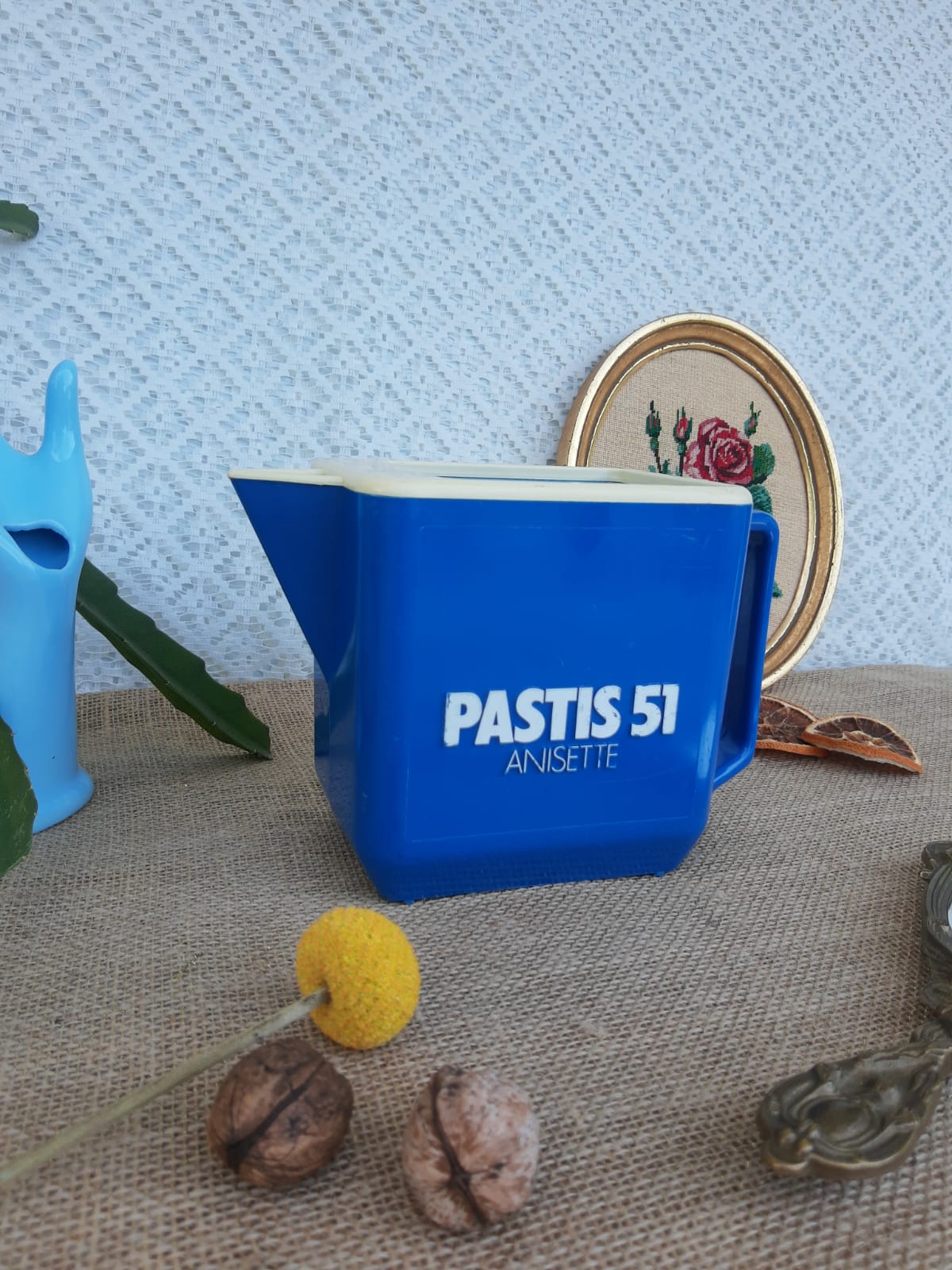 Vintage pastis 51 blue plastic decanter