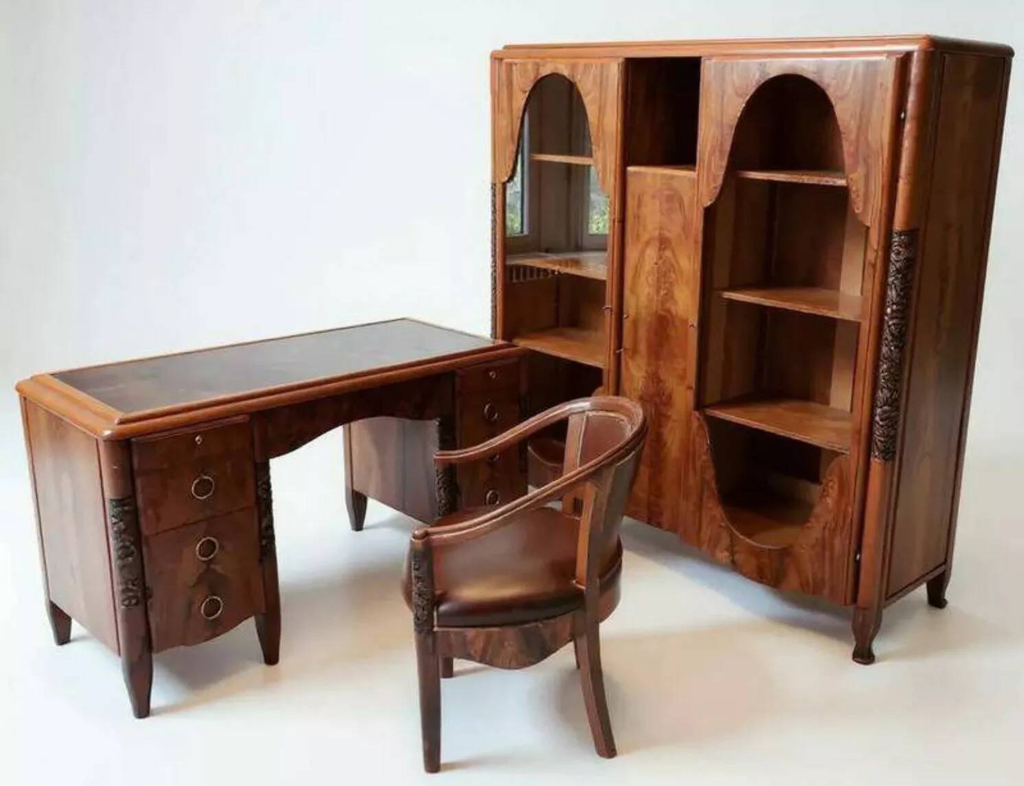 Desk, chair and bookshelf Art Deco period