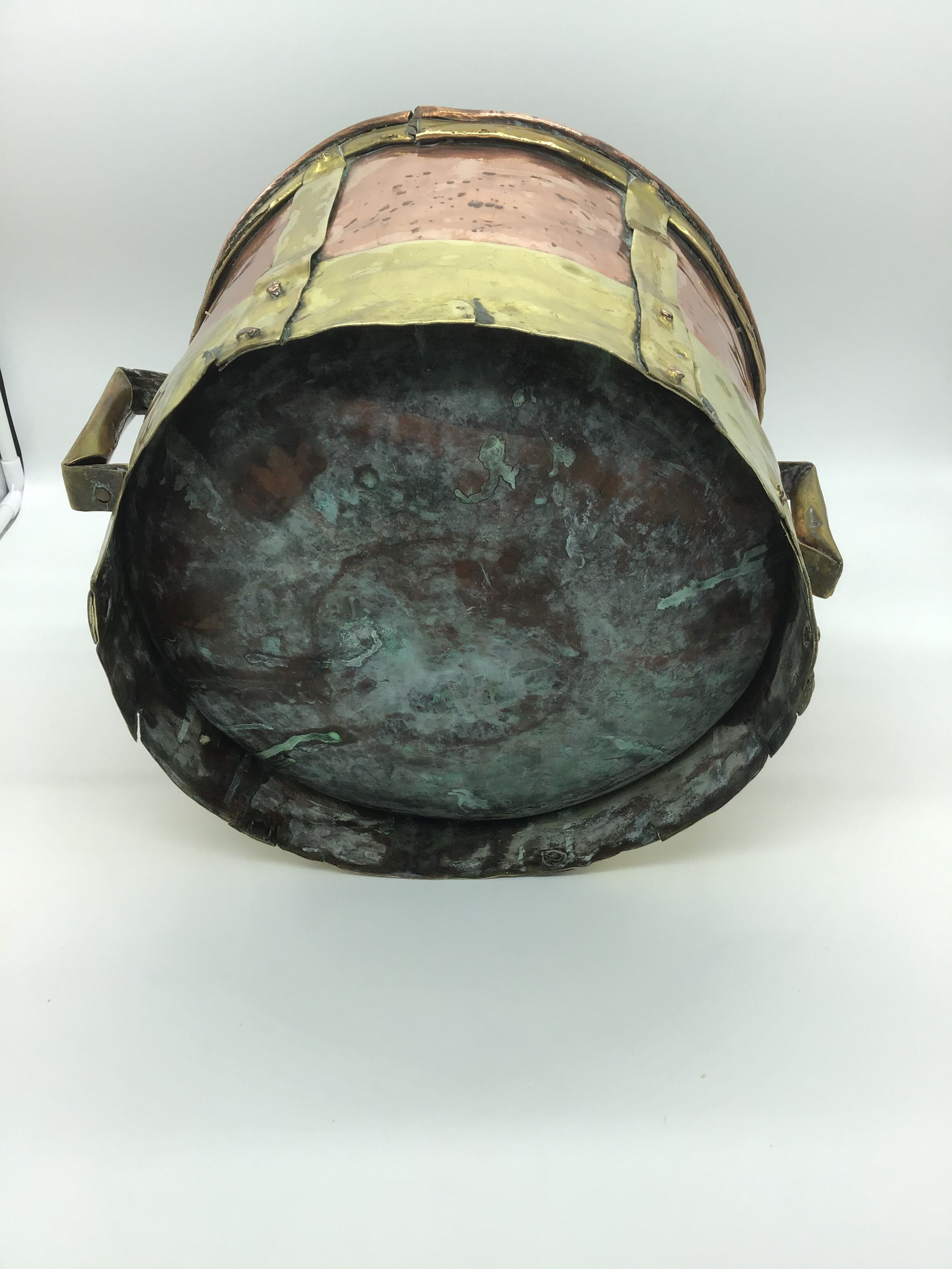 Old copper and brass pot cover 20th century