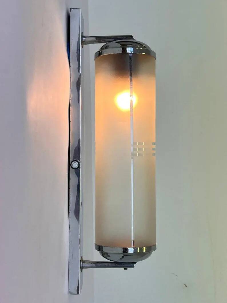 Chrome Bauhaus flush mount/ceiling light or Wall Lamp, 1940s - Czechoslovakia