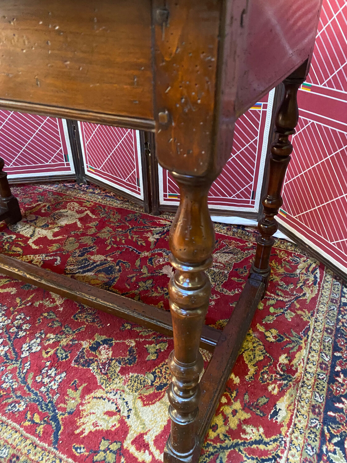 Solid wood desk pegged turned feet