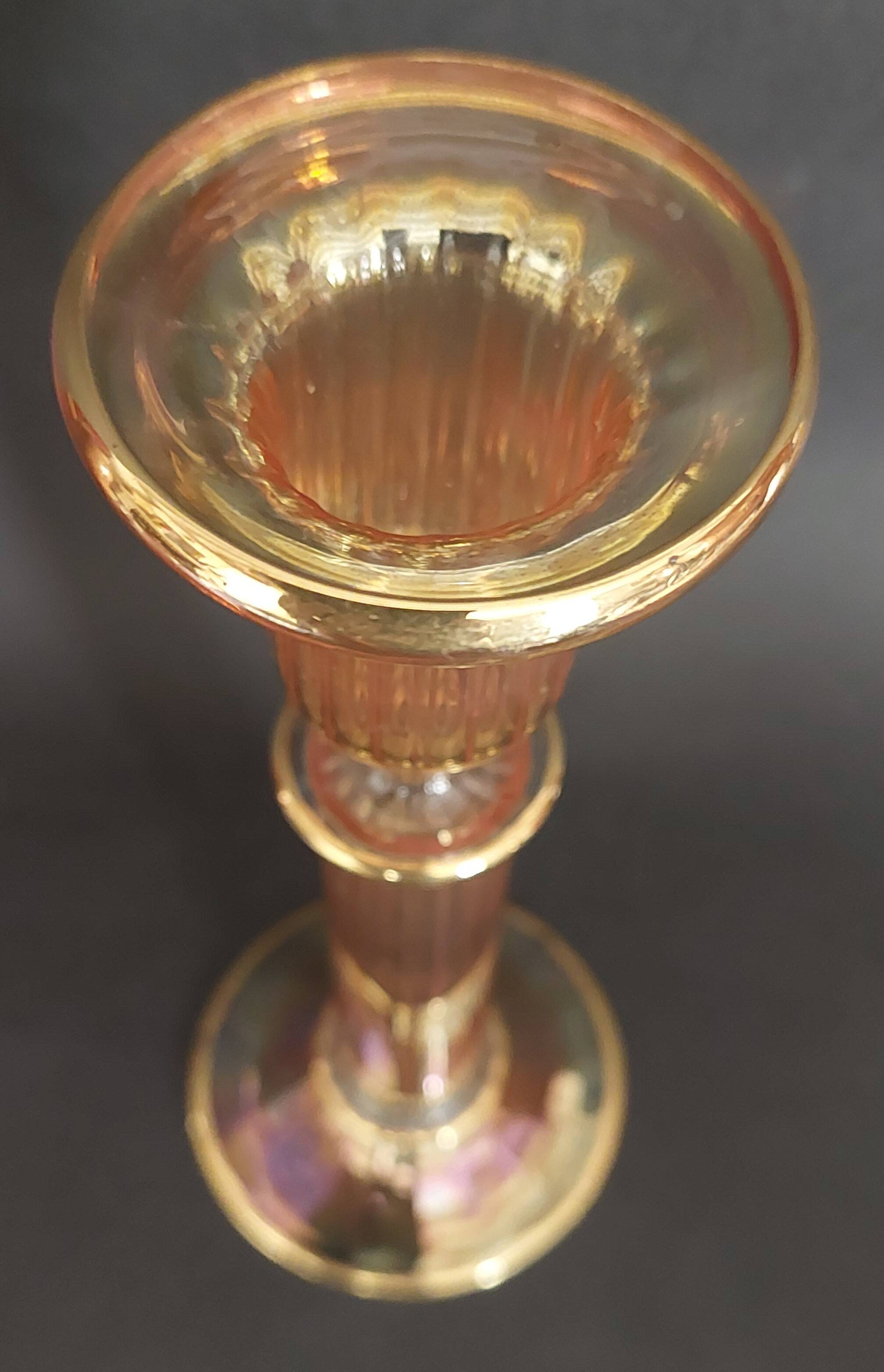 Vintage Murano glass candle holder with gold trim