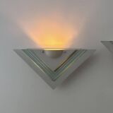 Pair of vintage wall lights, white lacquered metal and glass, Germany 1970s