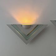 Pair of vintage wall lights, white lacquered metal and glass, Germany 1970s