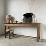 Solid oak work table console 220cm