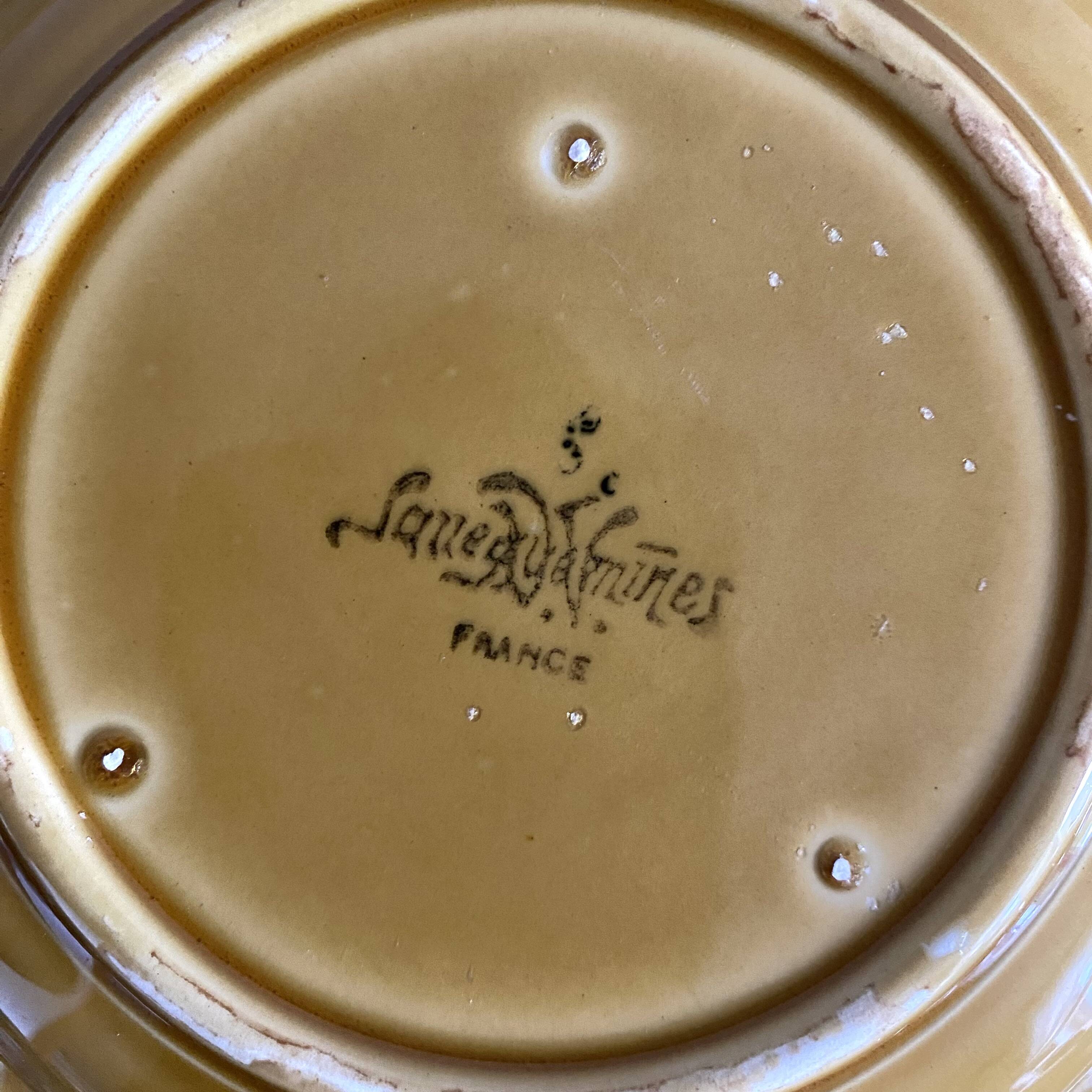 Sarreguemines barbotine plates with fruit decoration