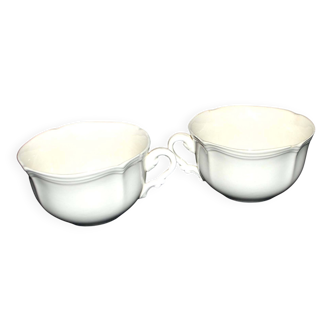 Set of 2 Sarreguemines cups in opaque cream earthenware - Terre de fer 11.5cm