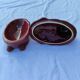 Ceramic terrine model rabbit dark red vintage