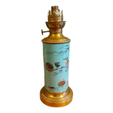 Lampe a petrole en ceramique emaillee