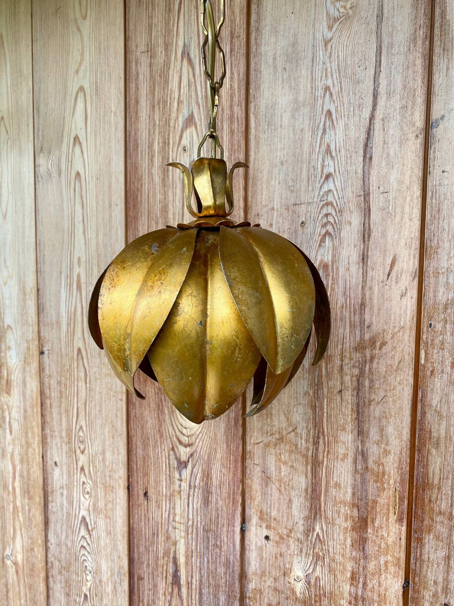 Vintage gold metal flower pendant
