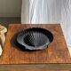 Pair of vintage black glass shell dishes D32 and D26