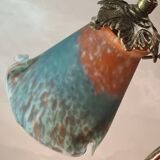 Bronze lamp, art nouveau brass 50x30 with tulip glass paste