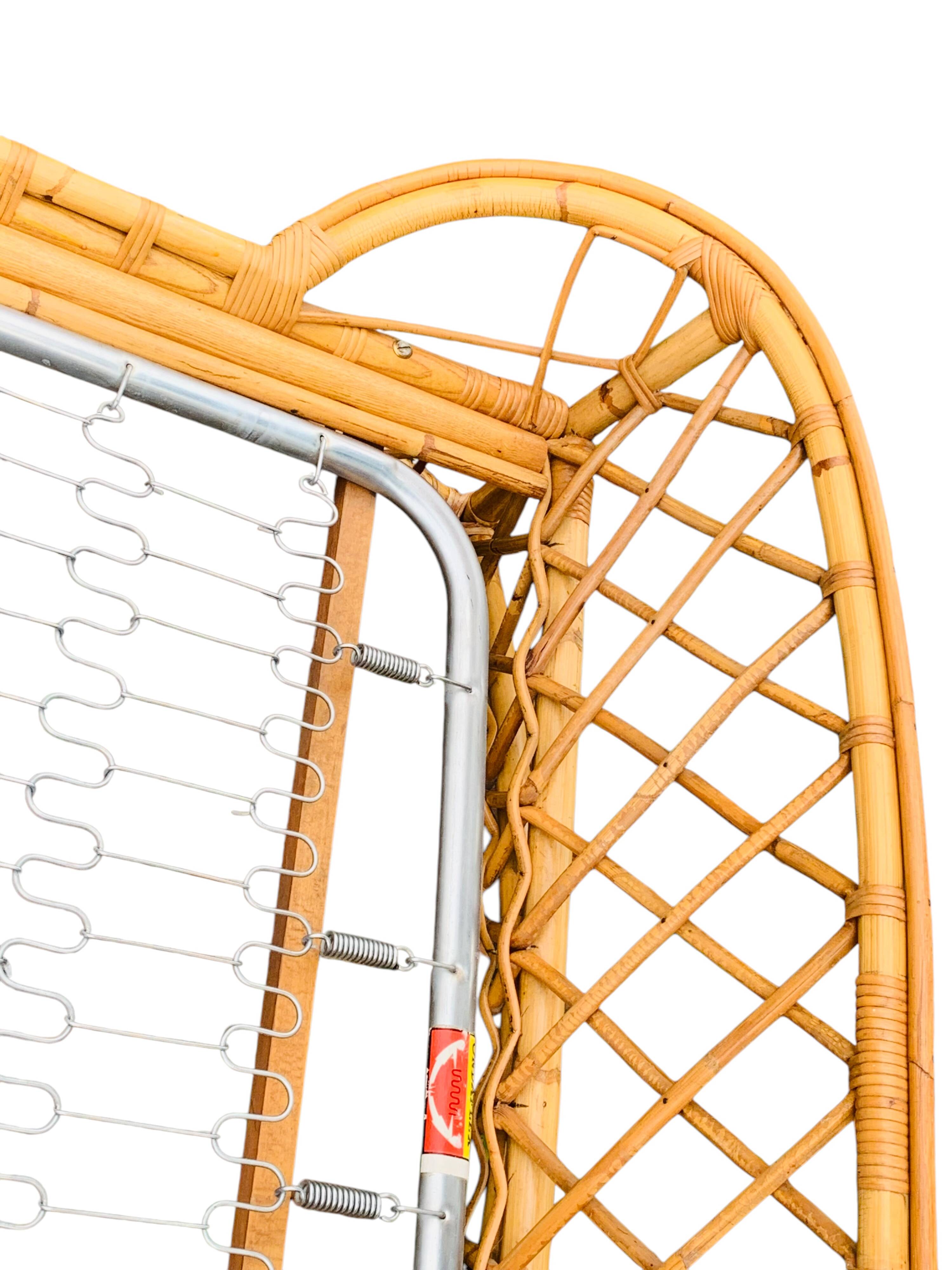 Rattan basket bed 90x190 vintage 1960