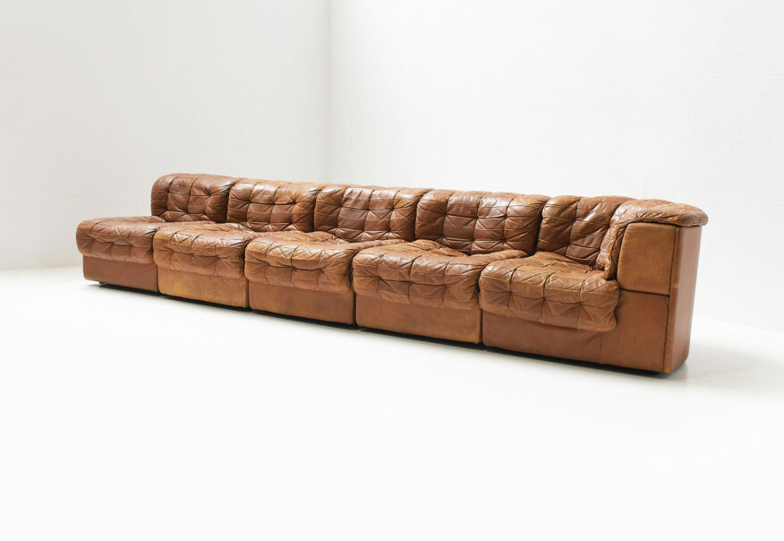 DS 11 vintage modular set in cognac leather, De Sede Team, De Sede Swiss |  Selency