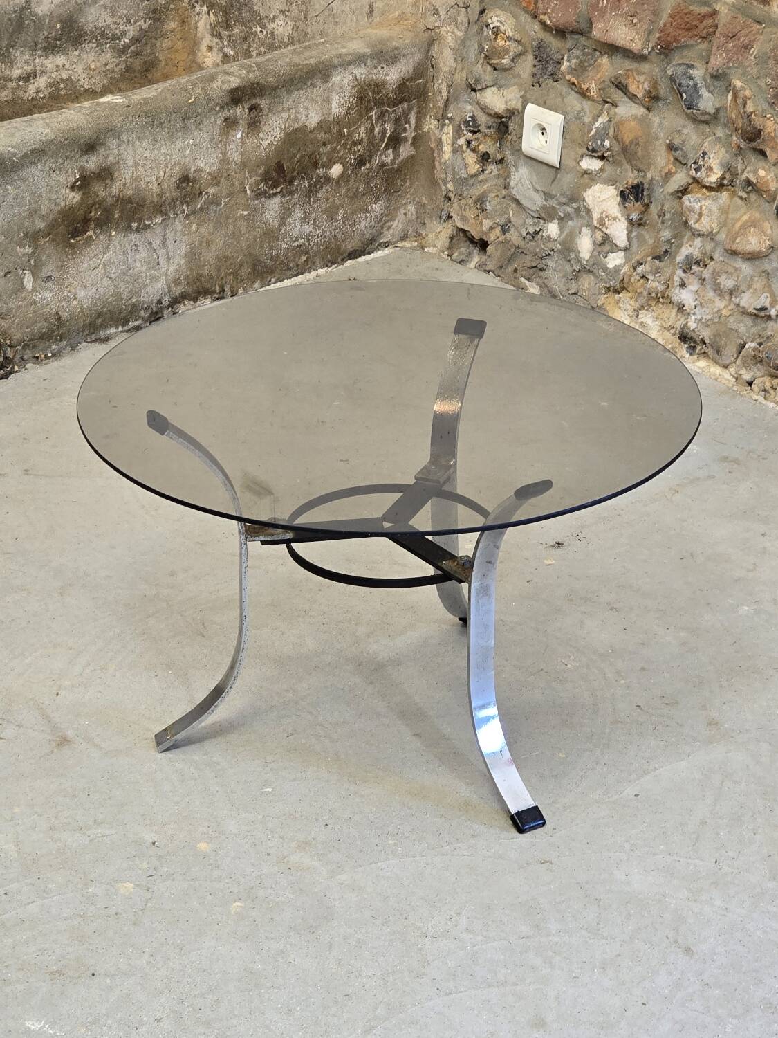 Small smoked glass coffee table 1970
