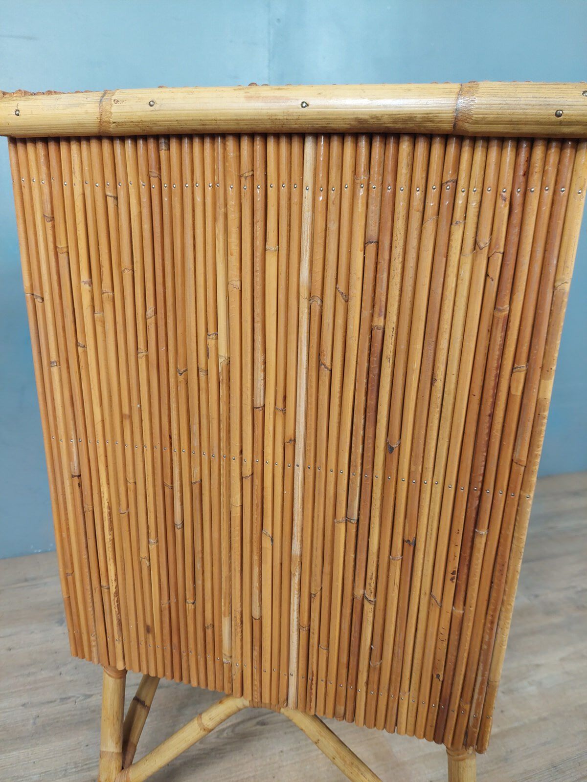 Commode vintage en bambou et rotin