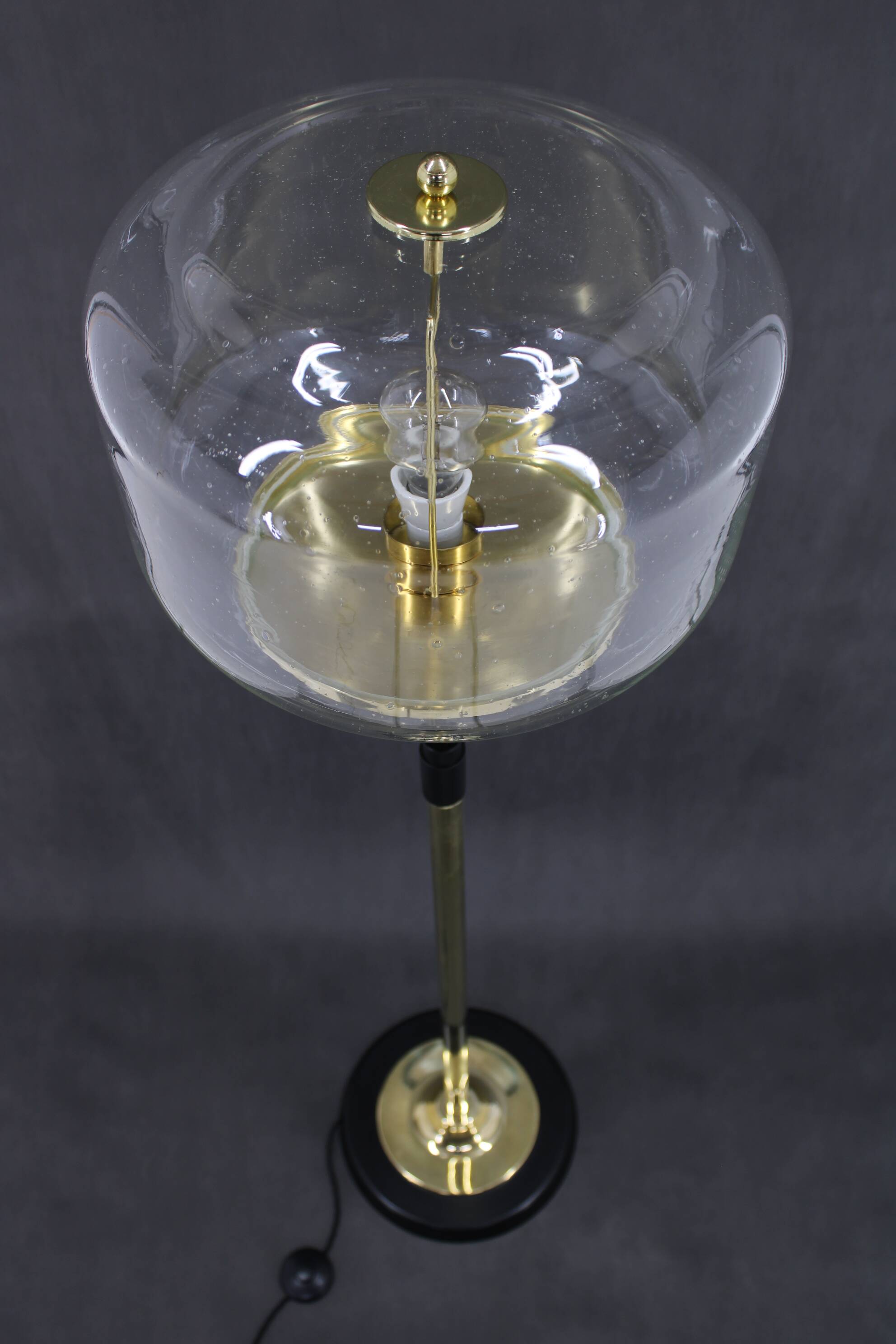 1970s Pair of Glass Brass Floor Lamps by Kamenicky Senov , Czechoslovakia