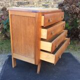 Vintage chest of drawers with oak compass base with marble top.