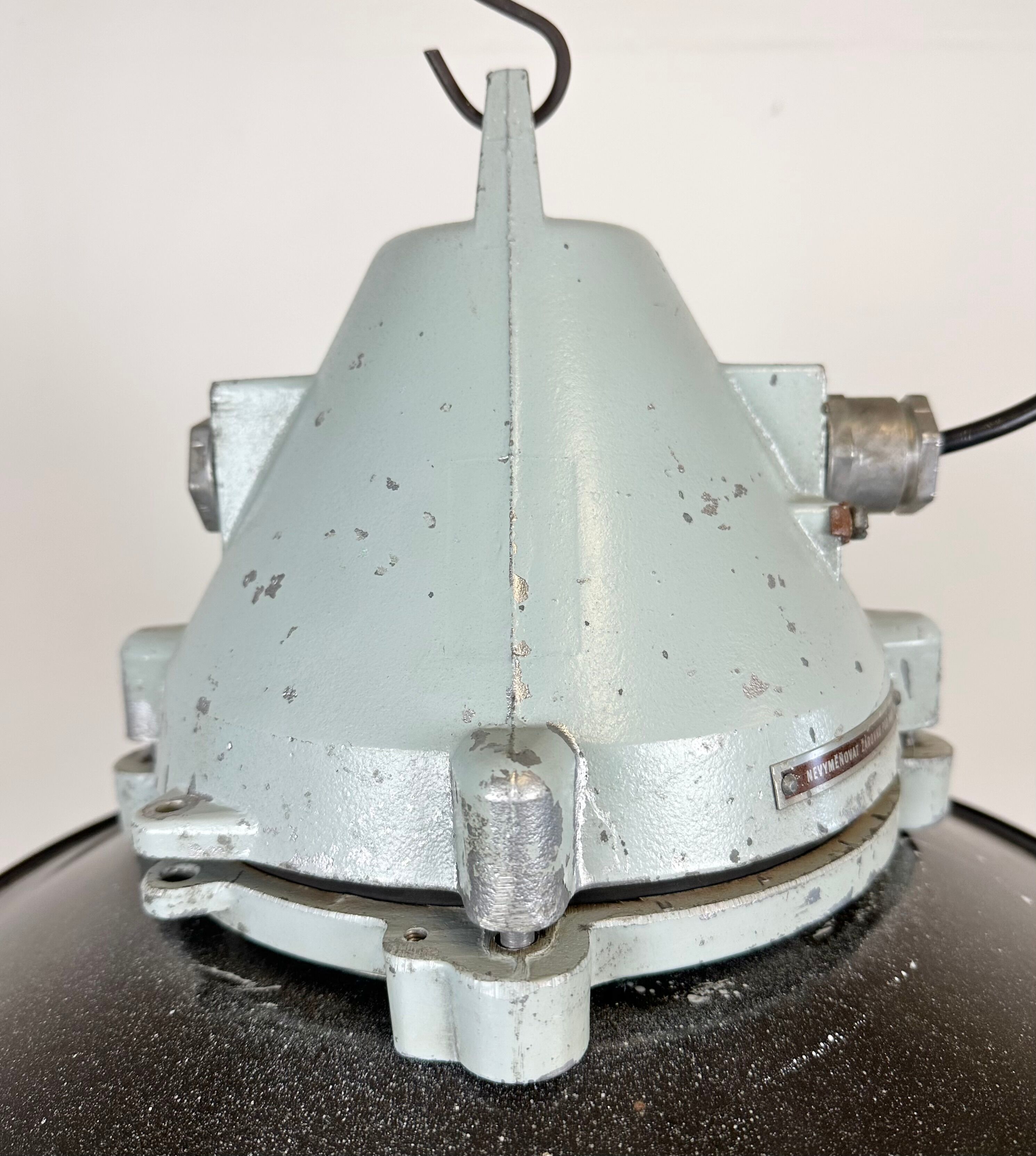 Aluminium and enameled bomb proof pendant lamp 70s