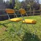 Chaises pliantes vintage en velours et métal chromé
