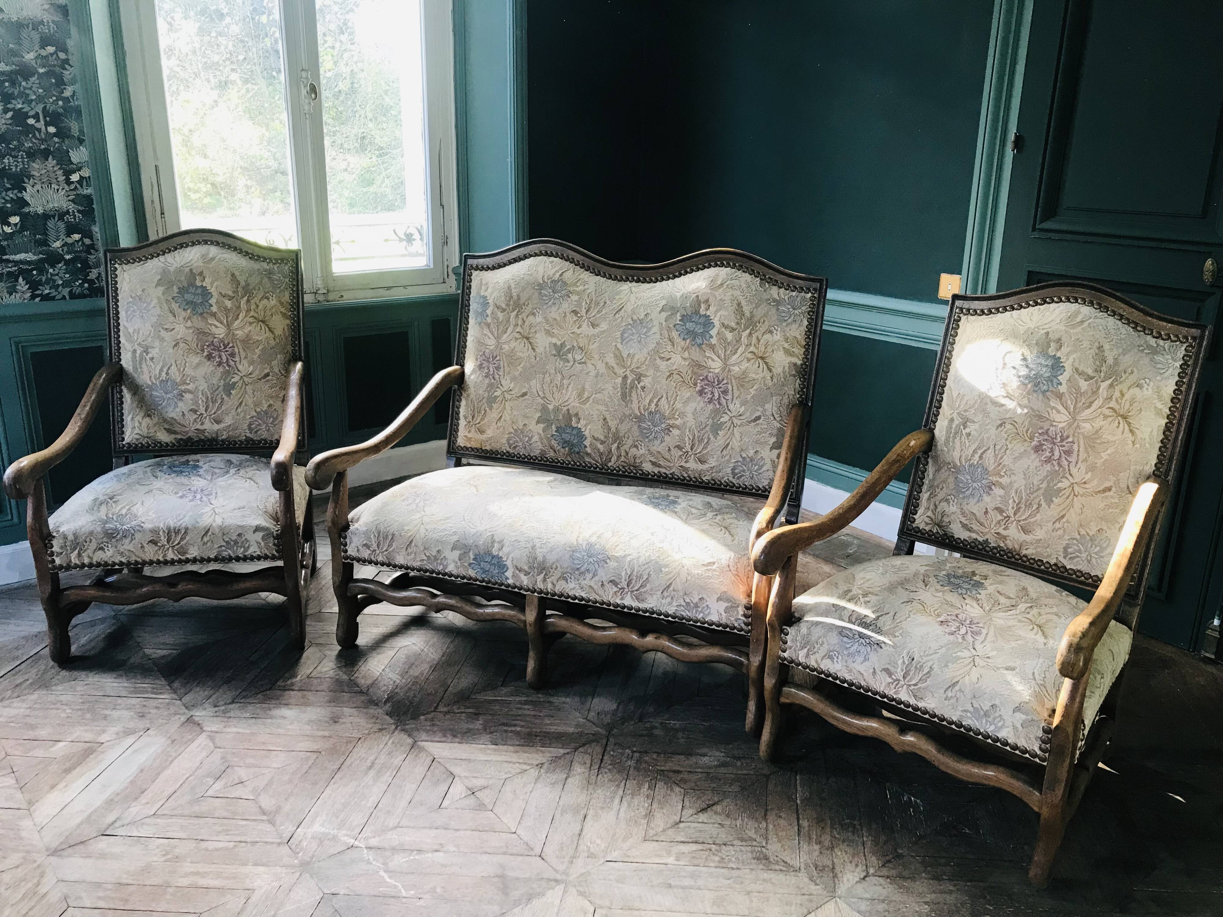 Louis XII bench and armchairs
