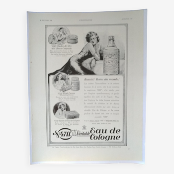 Une publicité papier eau de Cologne  4711  issue d'une revue d'époque  1931