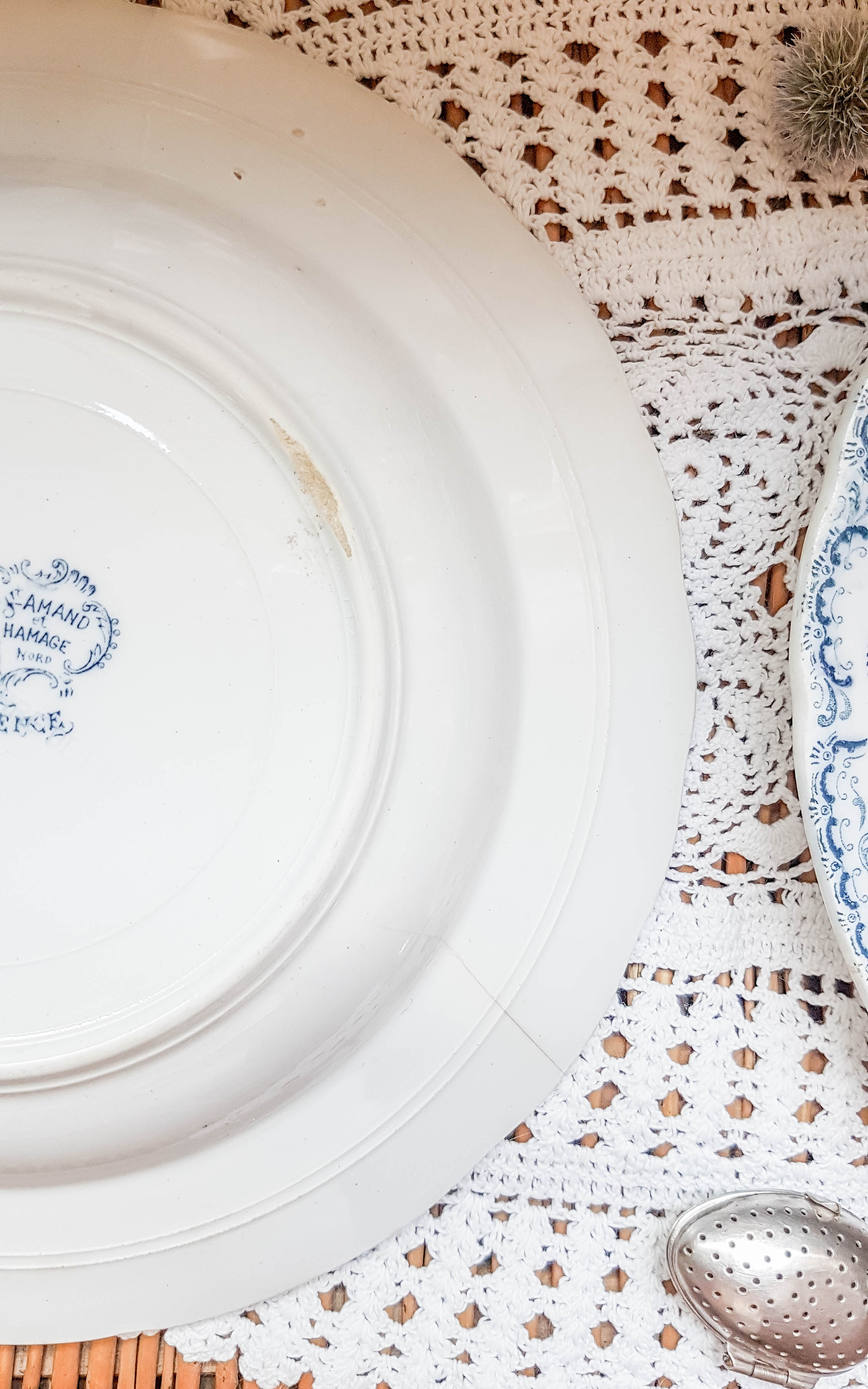 Set of 2 blue flower soup plates "Régence" st Amand and Hamage